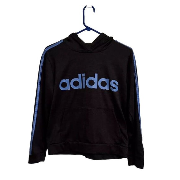 adidas Other - Adidas Boys Kids Black/Gray Blue Logo Pullover Hoodie Size Large 14/16 Athletic